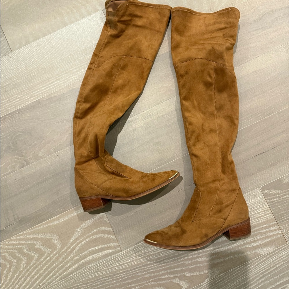 Marc Fisher Tan Suede Over-the-Knee Boots